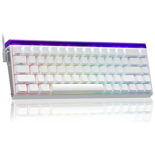 AULA Hero 68HE 60% Side Printed PBT Keycaps Wired Gaming Keyboard | White Side Engraved Keycaps – Meteor Magnetic Switch (HERO68WM)