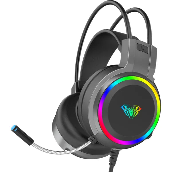 AULA S608 RGB Wired Gaming Headset With Adjustable Mic (Black)