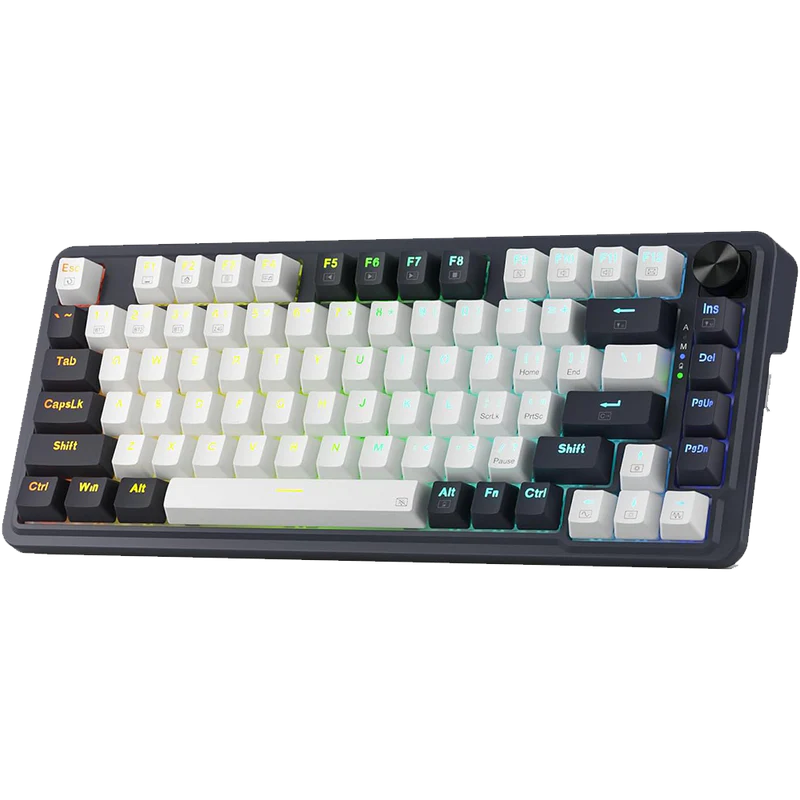 Ucal Pro K673 Pro - 75% Wired+2.4Ghz+BT Mechanical Keyboard White and Black ( Linear Red Switch)