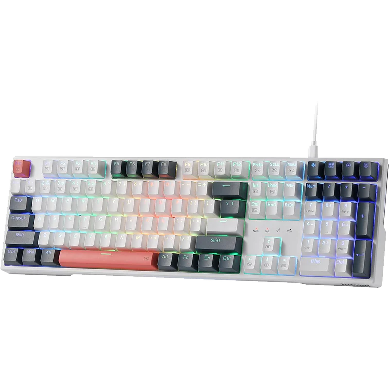 Trundle K668 - 104 Keys Wired Mechanical Keyboard White|Black|Orange (Red Switch)