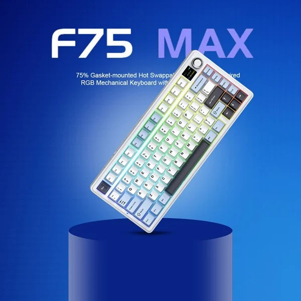 AULA F75 Max Wireless 3 in 1 Mechanical Gaming Keyboard with Screen & Knob | Ice Blue, Reaper Switch (F75MaxIUR)