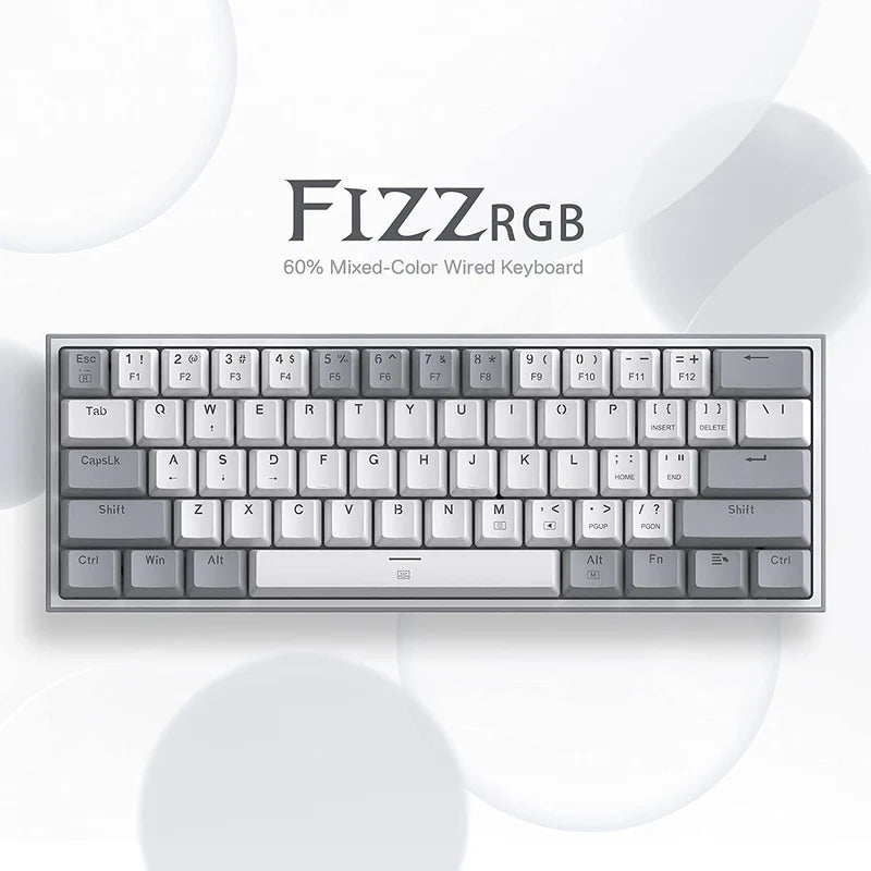 Fizz K617 - 60% Wired Mechanical Keyboard White and Grey (Red Switches)