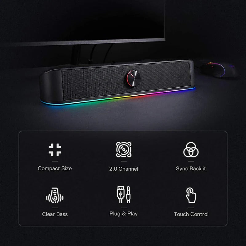 ADIEMUS GS560 - RGB 2.0 Channel USB Wired Soundbar