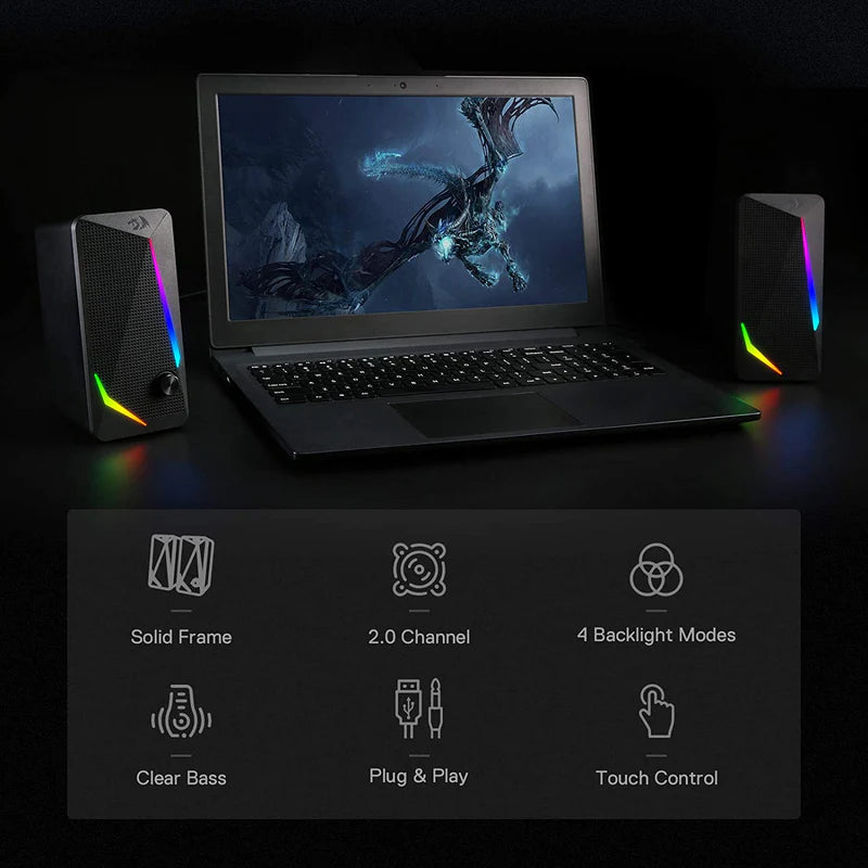 WALTZ GS510- RGB 2.0 Channel Gaming Wired Desktop Speakers