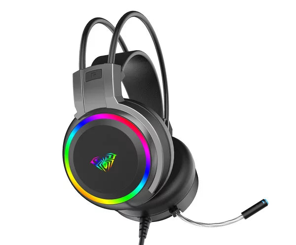 AULA S608 RGB Wired Gaming Headset With Adjustable Mic (Black)