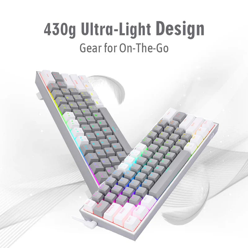 Fizz Pro K616 - 60% Wired+2.4Ghz+BT Mechanical Keyboard Grey and White (Red Switch)