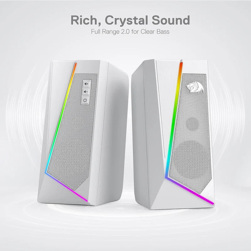 ANVIL GS520 - RGB 2.0 Channel Gaming Wired Desktop Speakers (White)