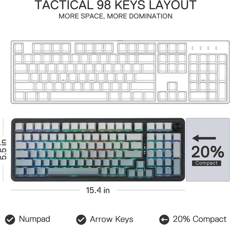 Redragon Eisa Pro K686 Pro - Wired+2.4Ghz+Bluetooth RGB Mechanical Keyboard| Concrete Jungle (Custom Switch)