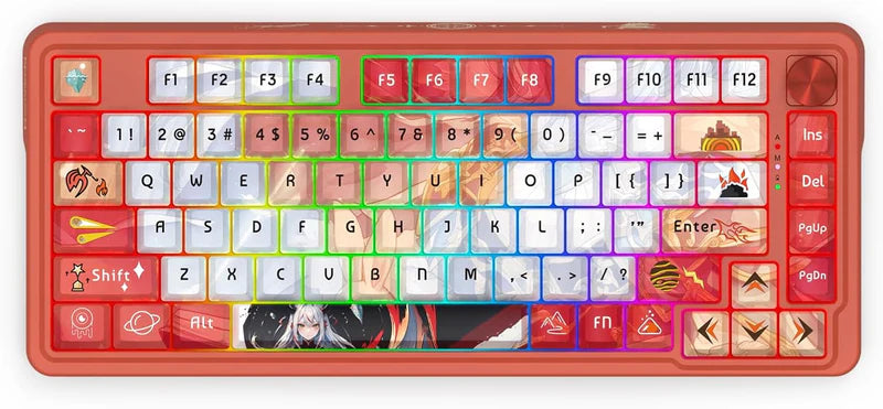 Ucal Pro K673 Pro - 75% Wired+2.4Ghz+BT Mechanical Keyboard Anime Theme (Custom Hi-fi Linear Switch)