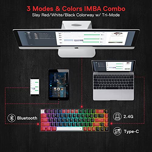 Castor K631 Pro - 65% Bluetooth + 2.4Ghz Wireless + Wired RGB Mechanical Keyboard (Red Switch)