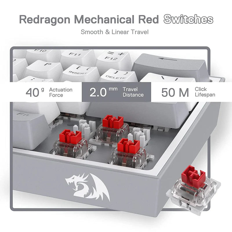 Fizz K617 - 60% Wired Mechanical Keyboard White and Grey (Red Switches)
