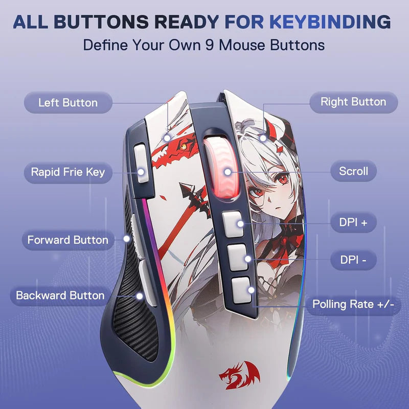 Redragon Predator Pro M612 Pro - RGB Wireless Mouse (Anime)