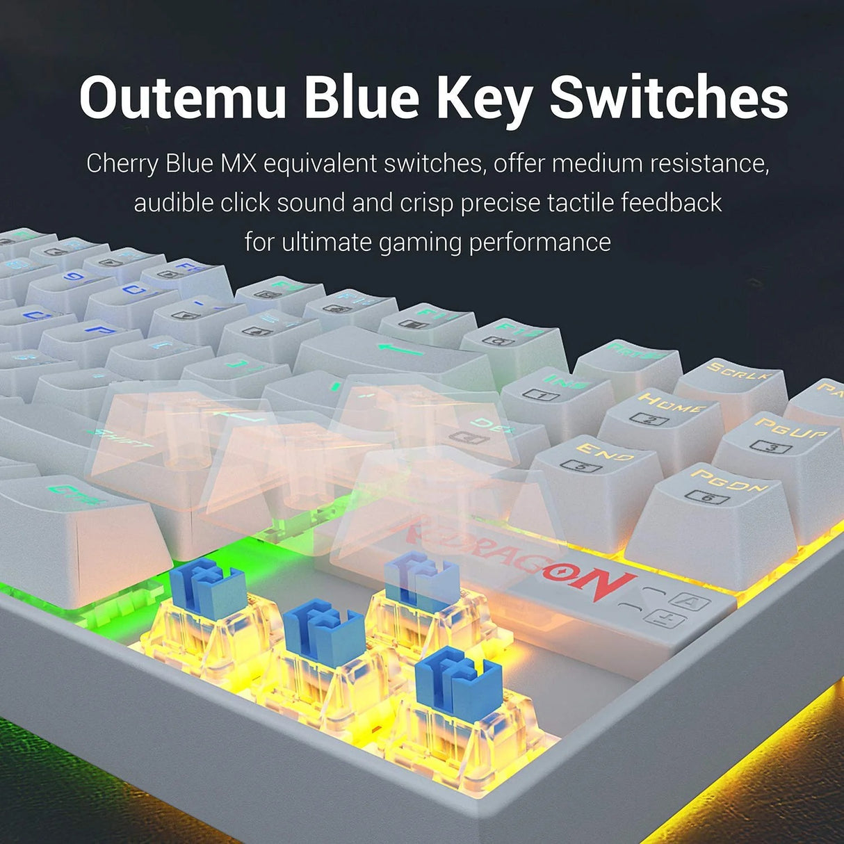 Kumara K552 - TKL Wired Mechnical Keybaord Rgb White (Blue Switch)