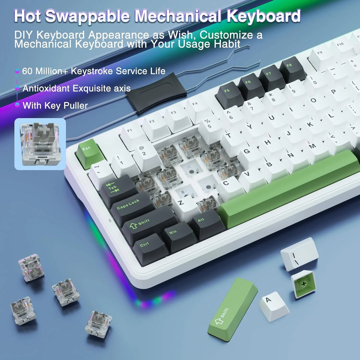 AULA F87 Wireless Trio Mode Mechanical Gaming Keyboard (F87GW)