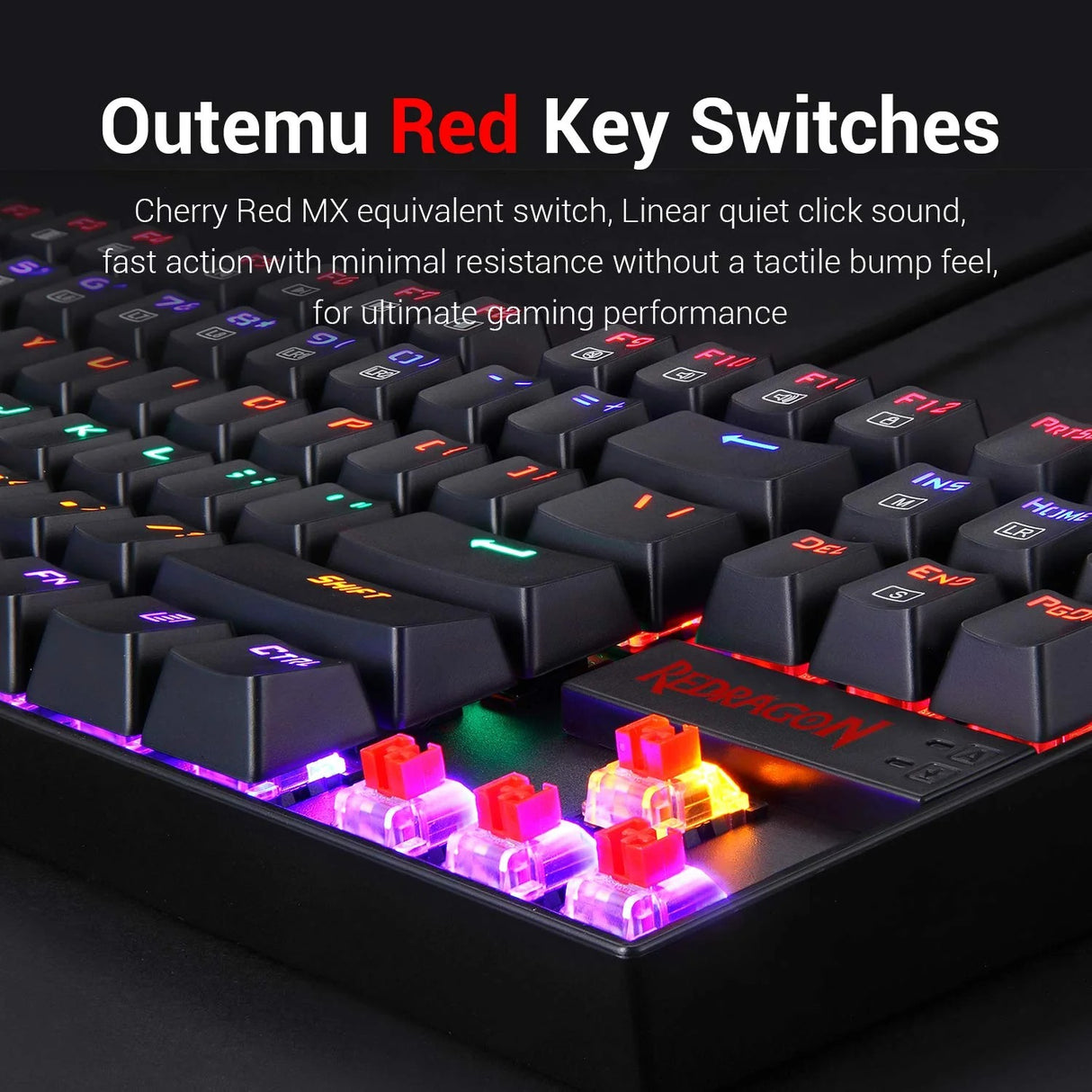 Kumara K552 - TKL Wired Mechnical Keyboard Rainbow (Red Switch)