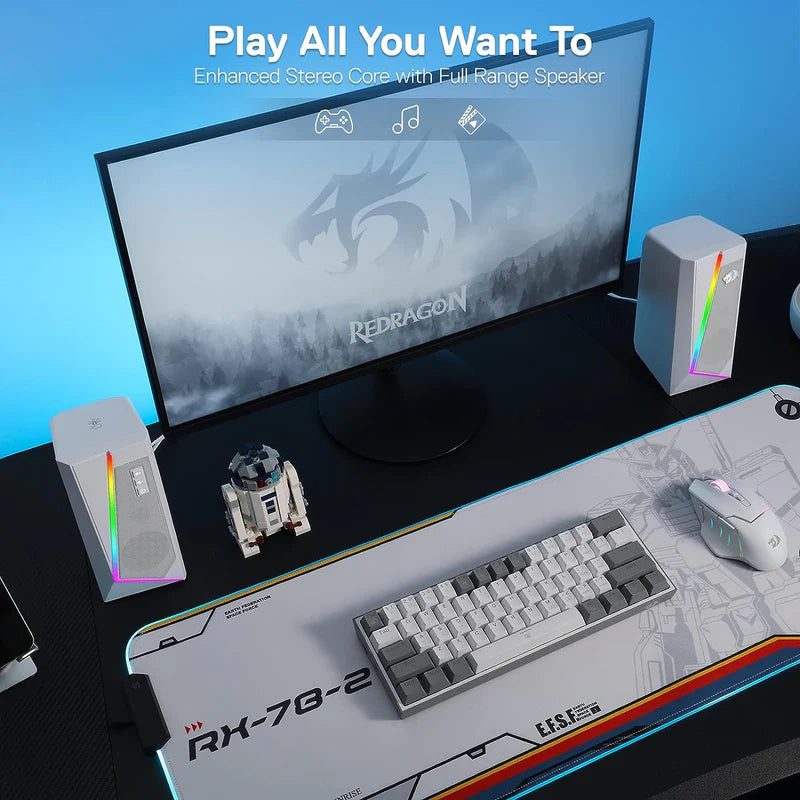 ANVIL GS520 - RGB 2.0 Channel Gaming Wired Desktop Speakers (White)