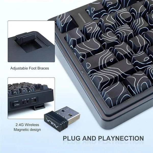 AULA F75 75% Wireless Trio Mode Mechanical Gaming Keyboard With Knob | Black Contour, Star-Vector (Seiya) Switch (F75BCS)