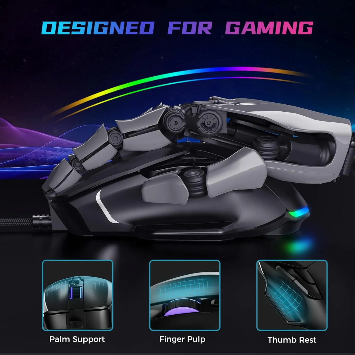 Aula F815 RGB Wired Gaming Mouse 1200-12800 DPI | PC Gaming Mouse (F815B)