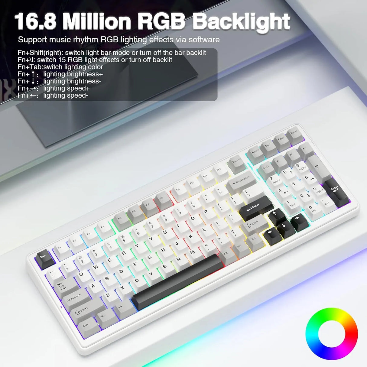 AULA F99 3 in 1 Hot Swappable RGB Gasket Wireless Mechanical Gaming Keyboard (F99GrWW)
