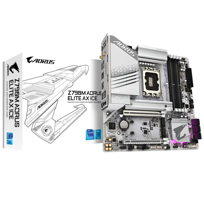 Gigabyte Z790M Aorus Elite AX ICE DDR5 Motherboard Supports Intel 12th, 13th & 14th Gen Processors