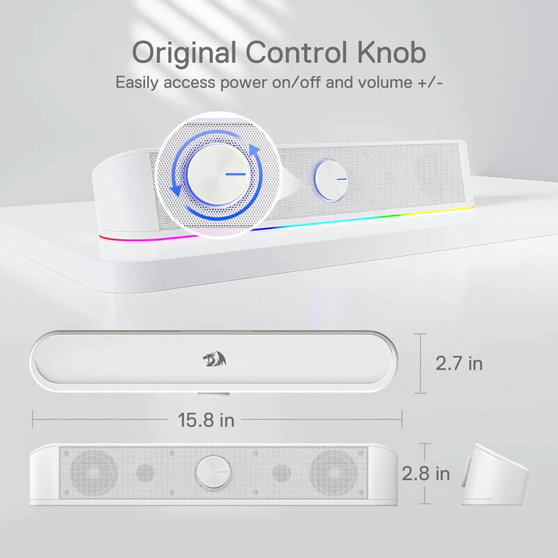 Adiemus GS560 - RGB 2.0 Channel USB Wired Soundbar (White)