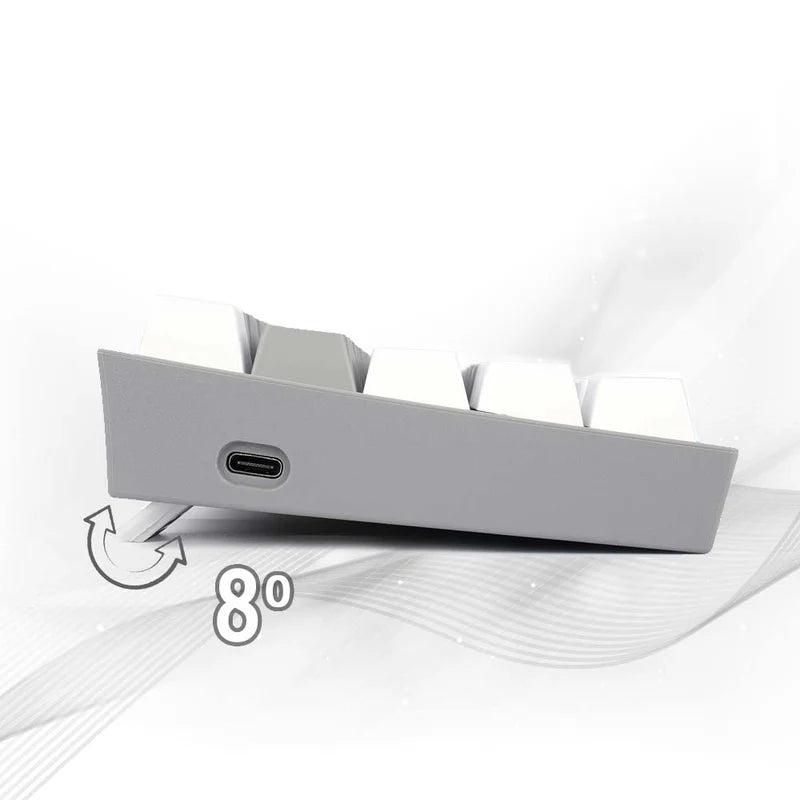 Fizz Pro K616 - 60% Wired+2.4Ghz+BT Mechanical Keyboard Grey and White (Red Switch)