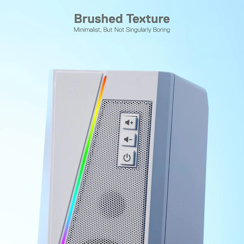 ANVIL GS520 - RGB 2.0 Channel Gaming Wired Desktop Speakers (White)