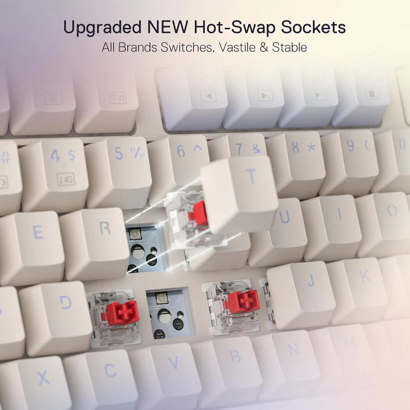 Redragon Ucal Pro K673 Pro - 65% Wired+2.4Ghz+Bluetooth Mechanical Keyboard Vintage Blue (Linear Red Switch)