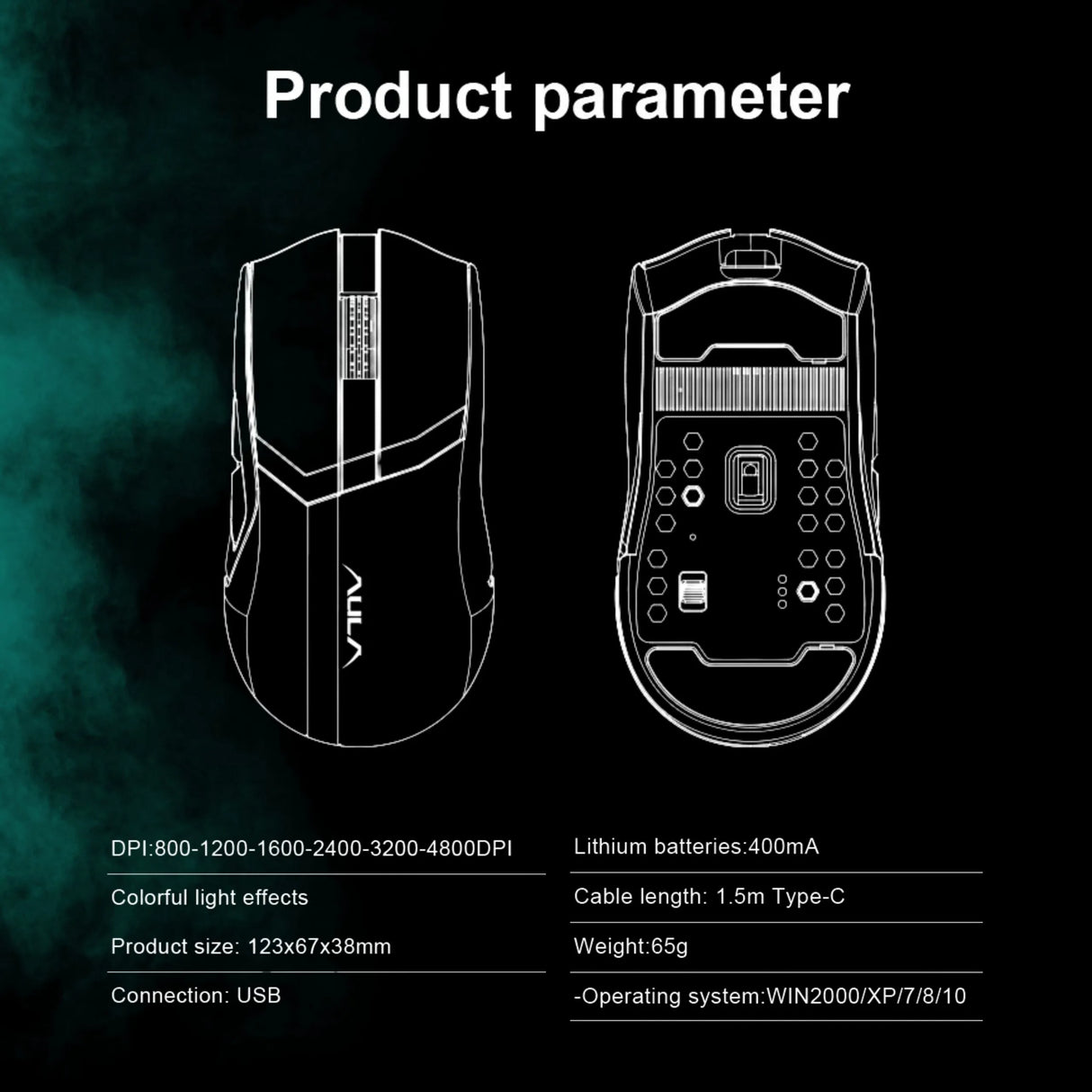 Aula F813 RGB Backlight With 7 Keys Wired & Wireless Gaming Mouse (F813)