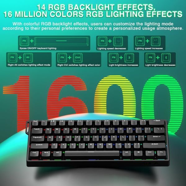 AULA WIN60 HE 60% RGB Mechanical Wired Gaming Keyboard | Hall Effect Magnetic Switches For PC/Mac | Black – Graywood Magnetic Switch (WIN60BW)