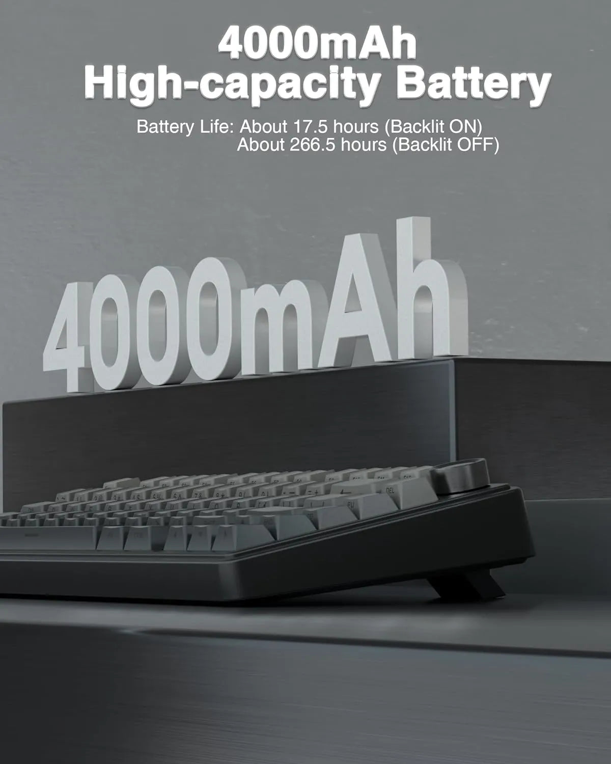 AULA F75 Side Engraved Keycaps 3 in 1 Hot Swappable Wireless Mechanical Keyboard Gradient Gray | Reaper Switch (F75GrR)