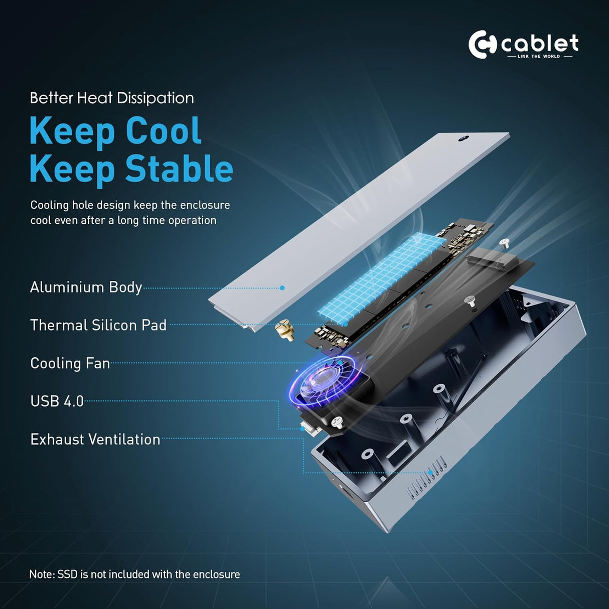 Cablet U40-C4 M.2 NVMe SSD Enclosure USB 4.0