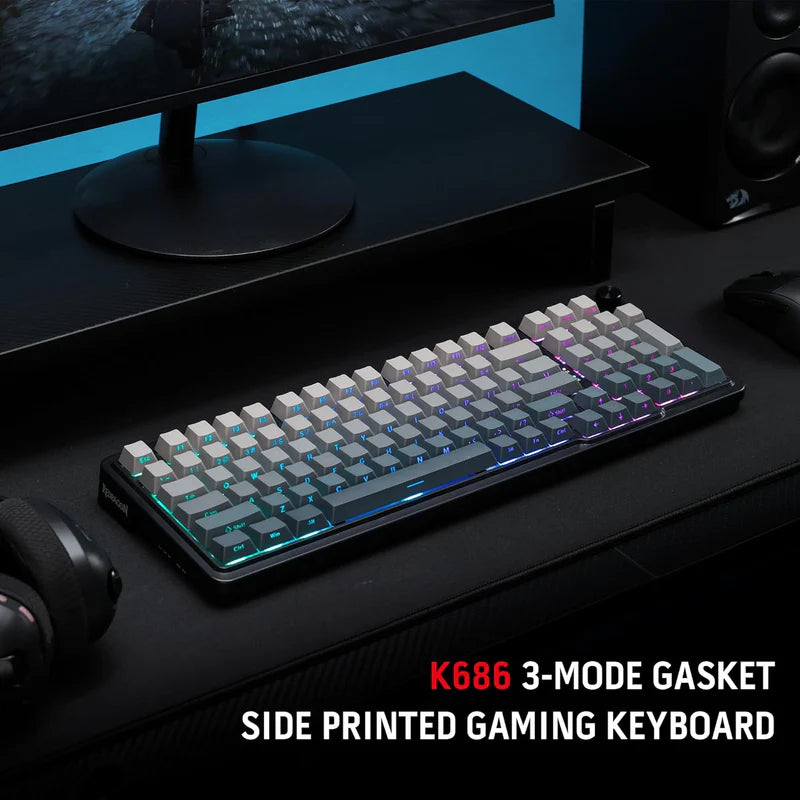 Redragon Eisa Pro K686 Pro - Wired+2.4Ghz+Bluetooth RGB Mechanical Keyboard| Concrete Jungle (Custom Switch)