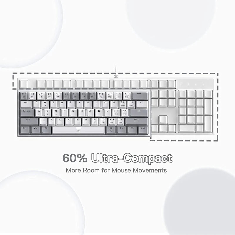 Fizz K617 - 60% Wired Mechanical Keyboard White and Grey (Red Switches)