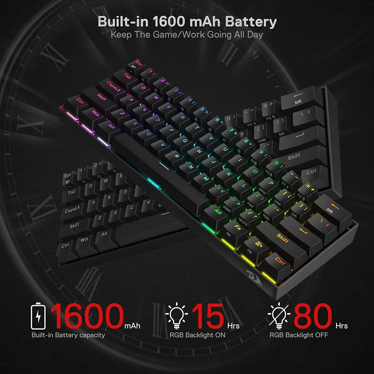 Draconic Pro K530 Pro - 60% Bluetooth+24.Ghz+wired Mechanical Keyboard (Red Switch)