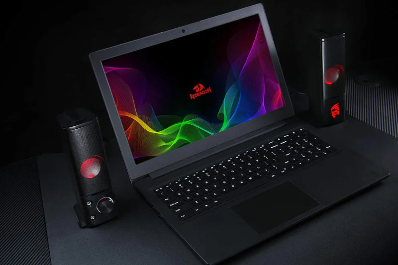 ORPHEUS GS550 - 2.0 Channel Stereo Wired Desktop Computer Sound Bar with Compact Maneuverable Size and Red Backlight