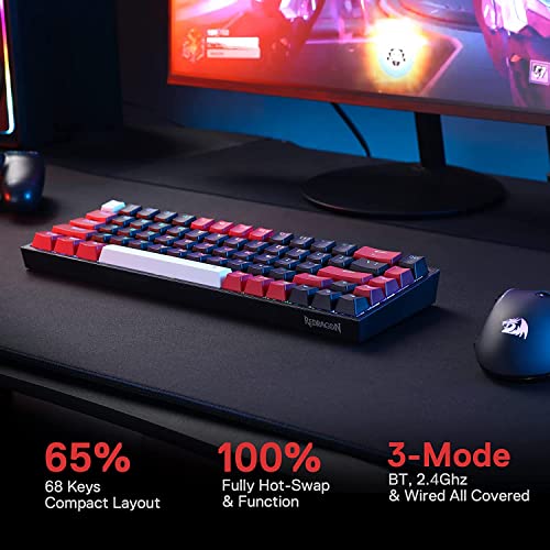 Castor K631 Pro - 65% Bluetooth + 2.4Ghz Wireless + Wired RGB Mechanical Keyboard (Red Switch)
