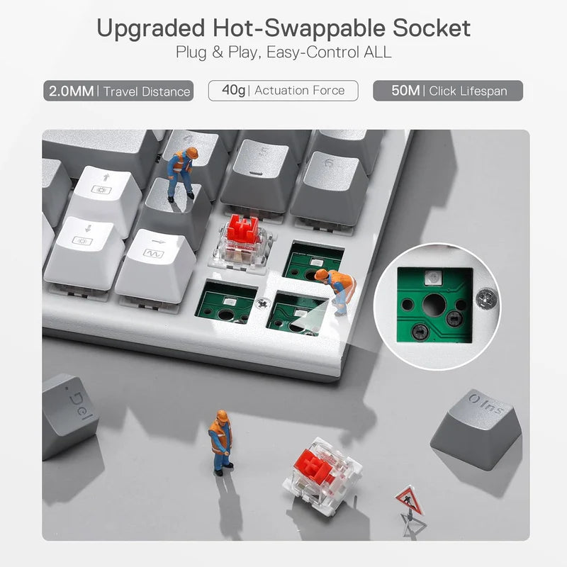 Magicwand Se K655 75% Wired Mechanical Keyboard White and Grey (Quiet Linear Red Switch)