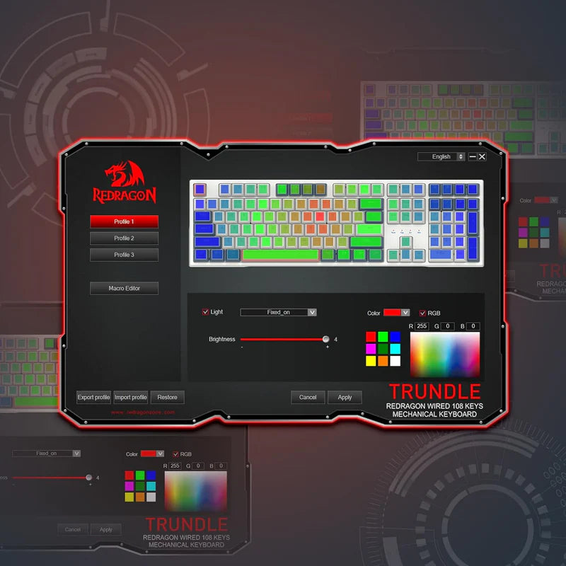 Trundle K668 - 104 Keys Wired Mechanical Keyboard White|Black|Orange (Red Switch)