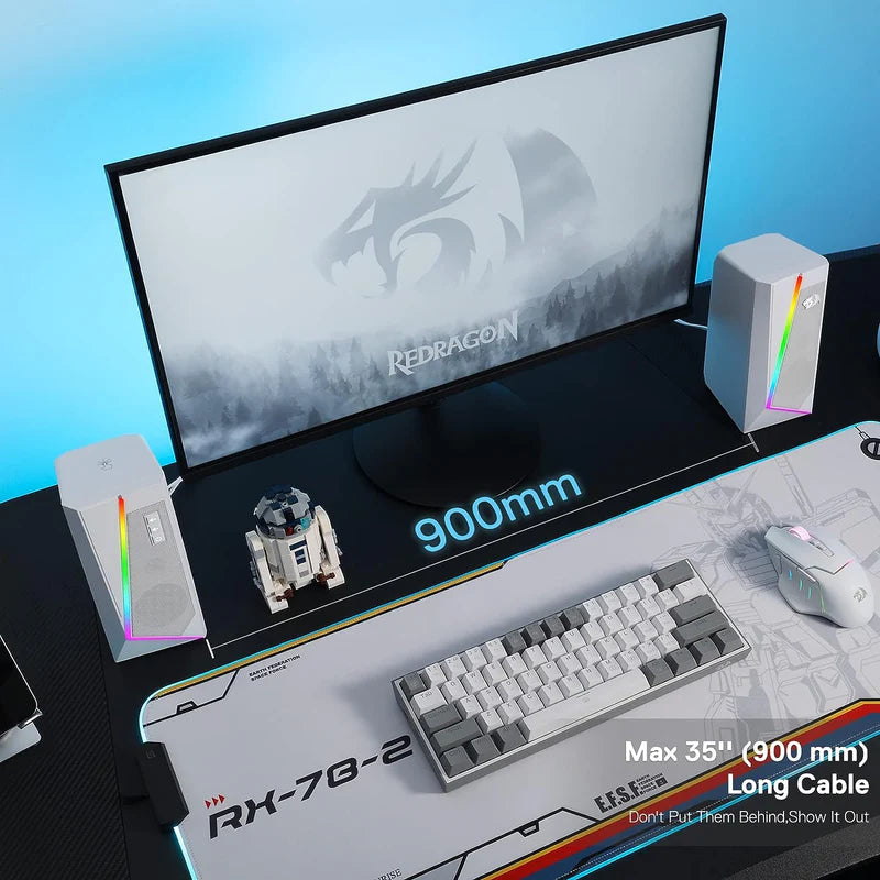 ANVIL GS520 - RGB 2.0 Channel Gaming Wired Desktop Speakers (White)