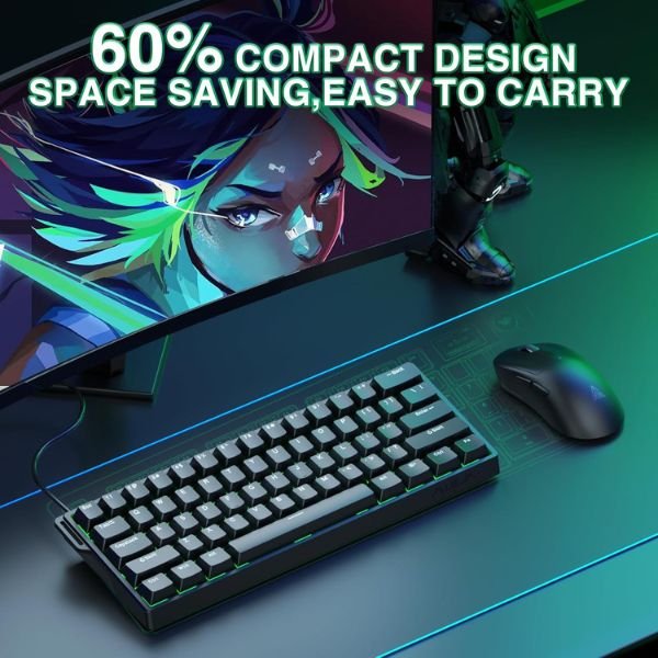 AULA WIN60 HE 60% RGB Mechanical Wired Gaming Keyboard | Hall Effect Magnetic Switches For PC/Mac | Black – Graywood Magnetic Switch (WIN60BW)