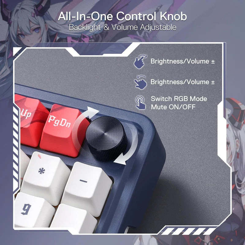 Eisa Pro K686 Pro Wired+2.4Ghz+BT Mechanical Keyboard Anime Theme (Custom Hi-fi Linear Switch)