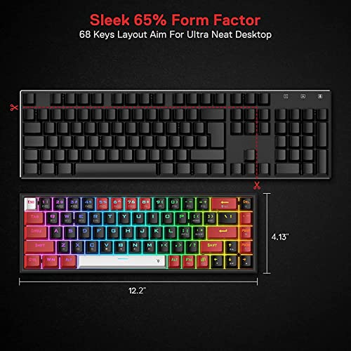 Castor K631 Pro - 65% Bluetooth + 2.4Ghz Wireless + Wired RGB Mechanical Keyboard (Red Switch)