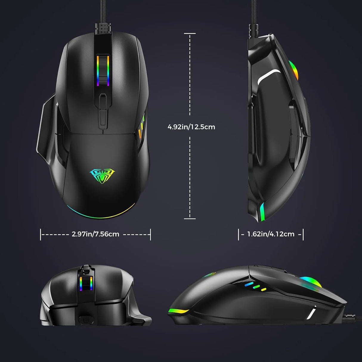 Aula F815 RGB Wired Gaming Mouse 1200-12800 DPI | PC Gaming Mouse (F815B)