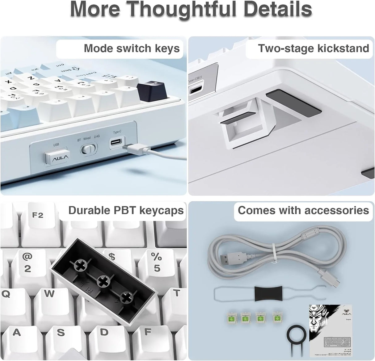 AULA F99 3 in 1 Hot Swappable RGB Gasket Wireless Mechanical Gaming Keyboard (F99IUR)