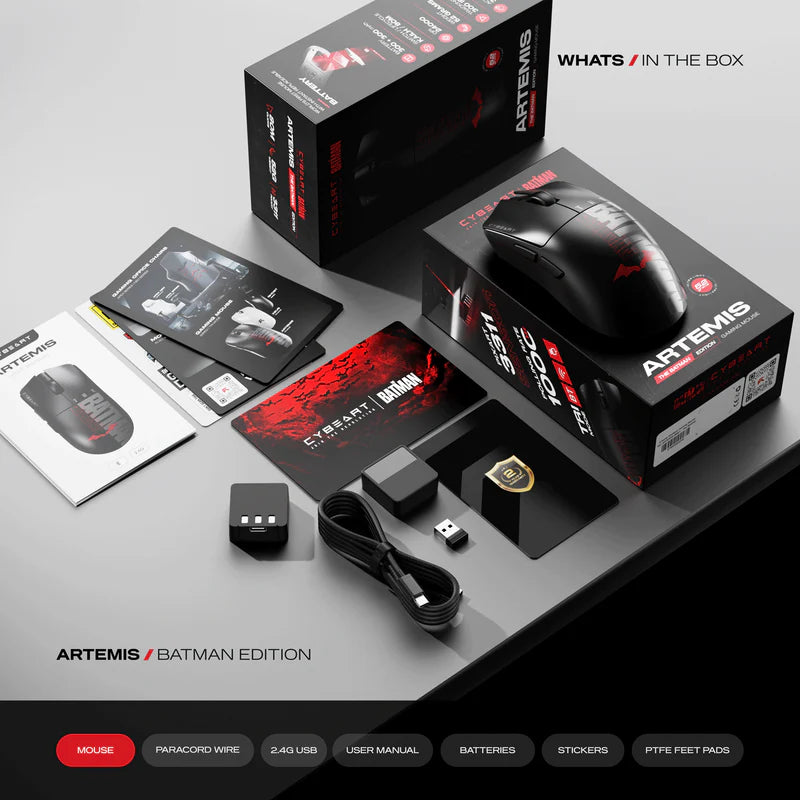 Cybeart Artemis - The Batman - 1K 52g Ultra-light Hot-Swap Battery Tri-Mode Wireless Gaming Mouse