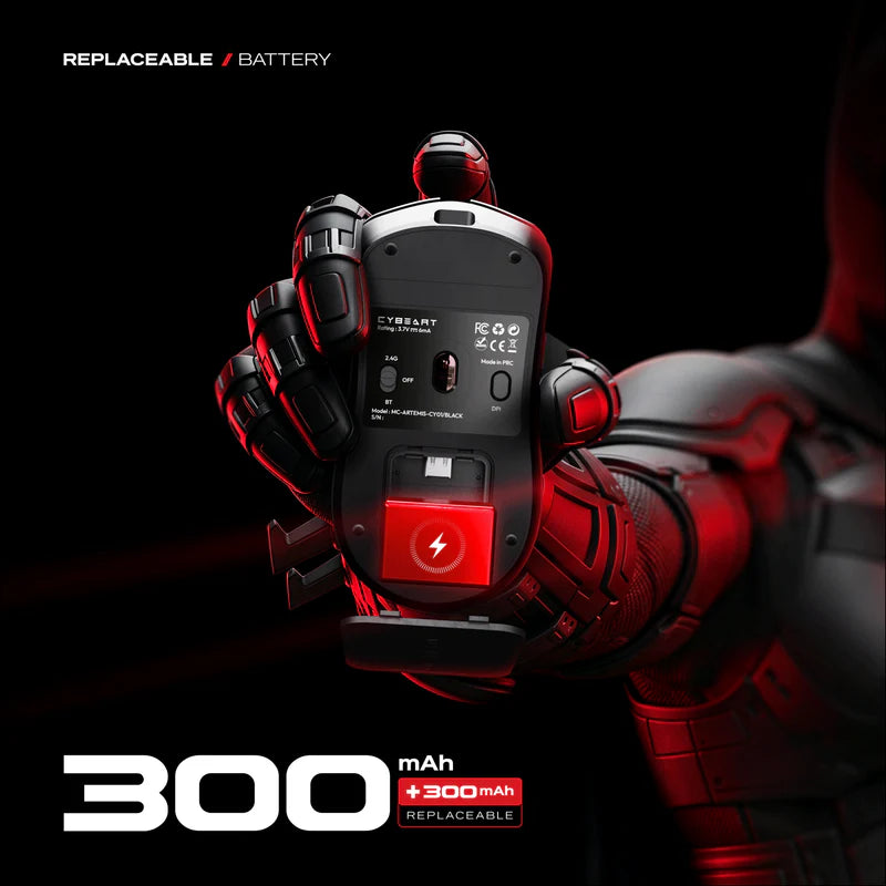 Cybeart Artemis - The Batman - 1K 52g Ultra-light Hot-Swap Battery Tri-Mode Wireless Gaming Mouse