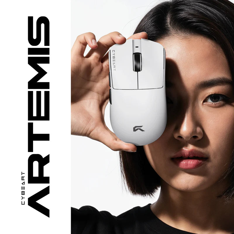 Cybeart Artemis - 1K 52g Ultra-light Hot-Swap Battery Tri-Mode Wireless Gaming Mouse - White 