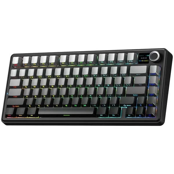Aula F75 MAX Side-Engraved Keycaps Wireless 3 in 1 Mechanical Gaming Keyboard with Screen and Knob, for PC/Mac/Linux | Gradient Gray, Reaper Switch (F75MaxGrR)