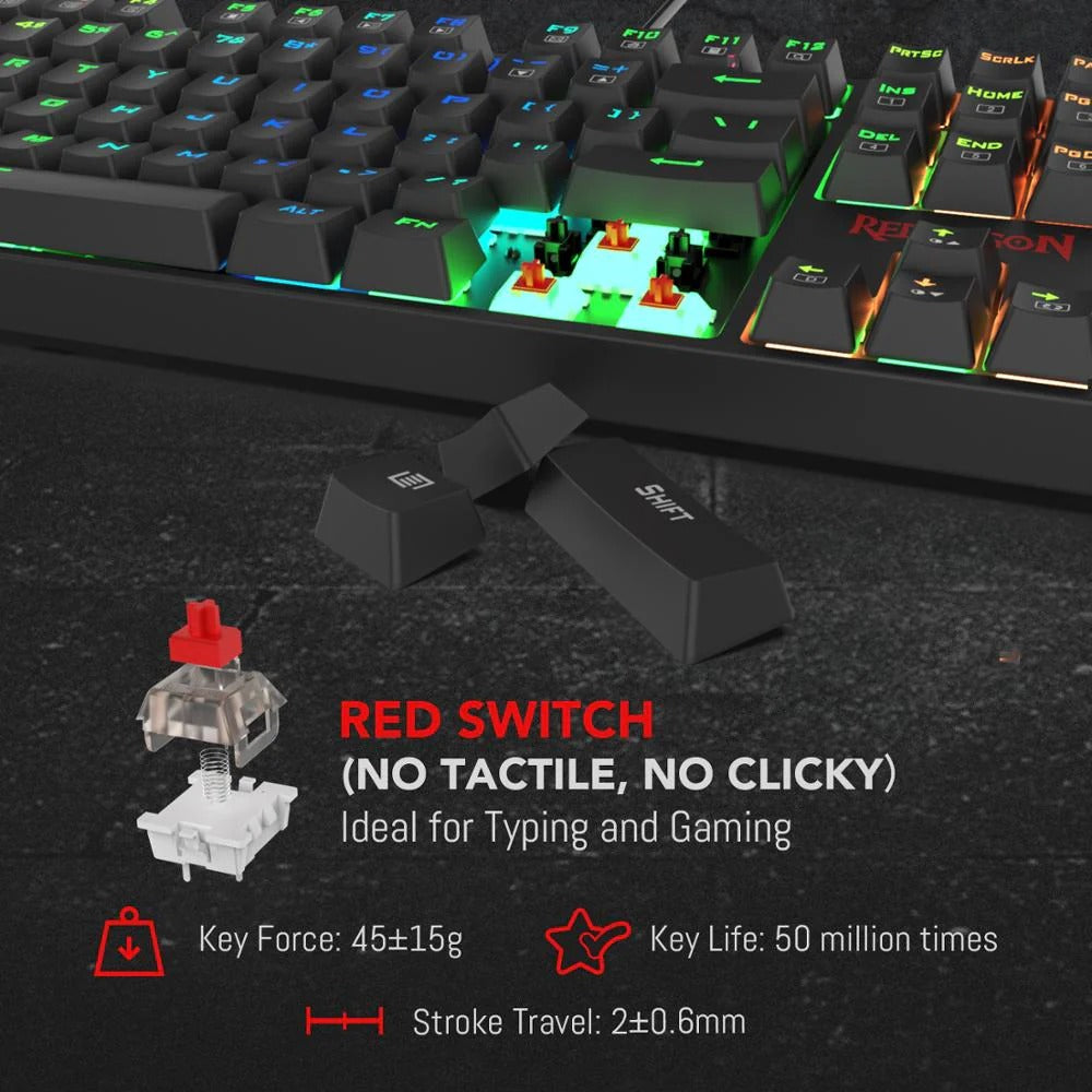Surara K582 - 104 Keys Wired Mechanical Keyboard RGB (Red Switch)